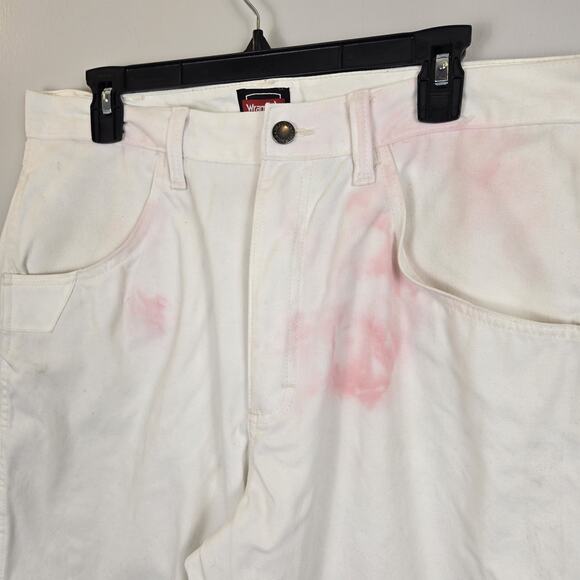 Thrashed White Painter Pant Jeans 36x32 Washed Red Dye Distressed Grunge Punk - Picture 2 of 8